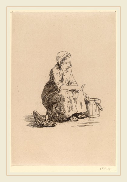 Félicien Rops (Belgian, 1833-1898), The Little Potato Peeler (La petite peleuse de pommes de