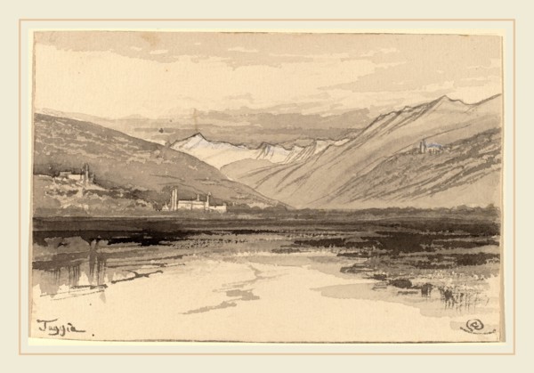 Edward Lear, Taggia, British, 1812-1888, 1884-1885, gray wash with white gouache on wove paper