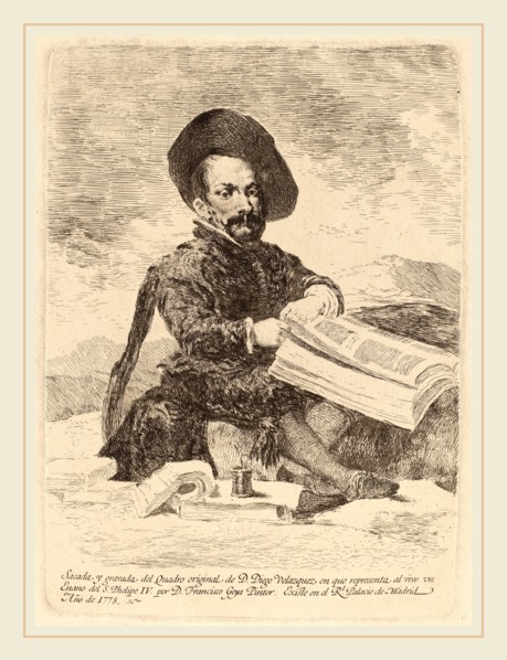 Francisco de Goya after Diego VelÃ¡zquez, Un enano (A Dwarf), Spanish, 1746-1828, 1778, etching on