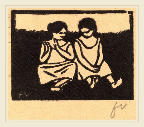Félix Vallotton, Two Girls in Chemises (Deux fillettes en chemise), Swiss, 1865-1925, 1893, woodcut