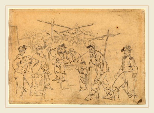 Winslow Homer, Sutler's Tent: 3rd Pennsylvania Cavalry [recto], American, 1836-1910, 1862, graphite