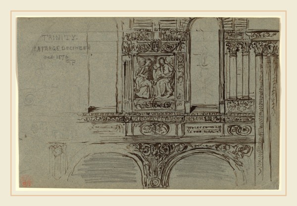 John La Farge, Trinity Church, Boston (nave)-Mural Study, American, 1835-1910, 1876, graphite, pen