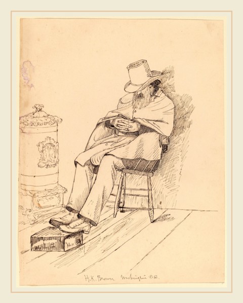John Quincy Adams Ward, H.K. Brown, American, 1830-1910, 1859, pen and brown ink over graphite on