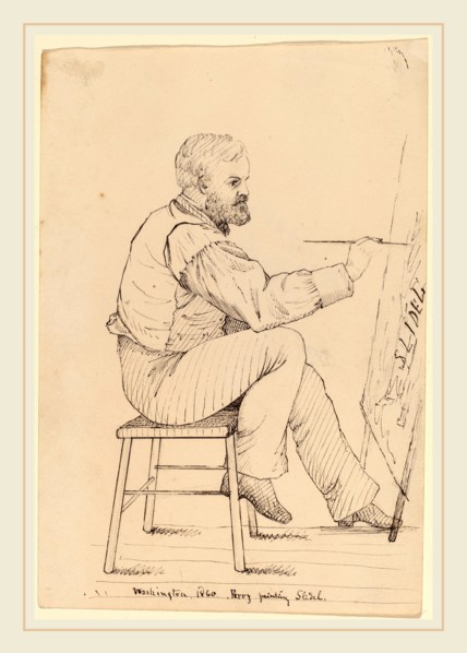 John Quincy Adams Ward, Sketch Class Series-E.W. Perry, American, 1830-1910, 1860, pen and brown