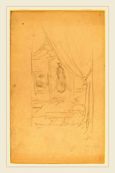 James McNeill Whistler, Sketch of Mrs. Godwin's Portrait when hung at the Society of British