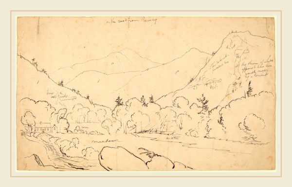 Thomas Cole, On the Road from Conway, American, 1801-1848, 1827-1828, pen and black ink over