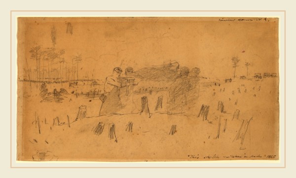 Winslow Homer, Carrying the Wounded, American, 1836-1910, 1865, graphite on wove paper