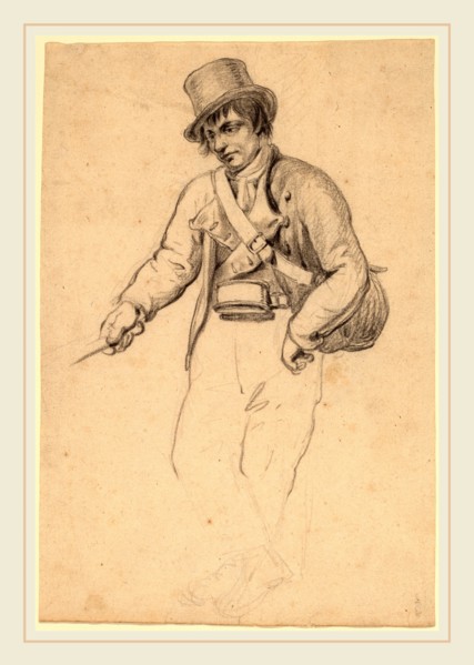 John Wesley Jarvis, Irish Fisherman, American, 1780-1840, black chalk and graphite on laid paper
