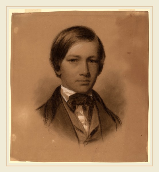 Eastman Johnson, Portrait of a Young Man, American, 1824-1906, black and white chalk