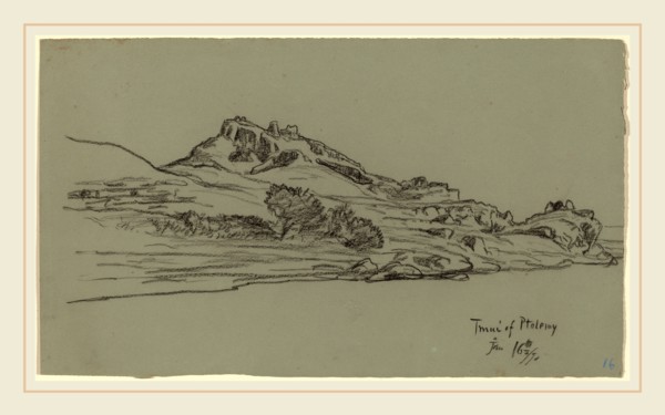 Elihu Vedder, Tmui of Ptolemy, American, 1836-1923, 1890, black crayon on green wove paper