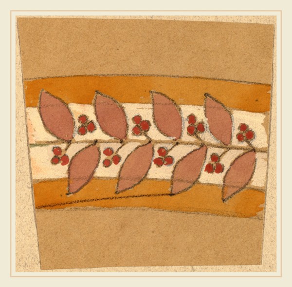 Charles Sprague Pearce, Study for a Border Design, American, 1851-1914, 1890-1897, gouache,