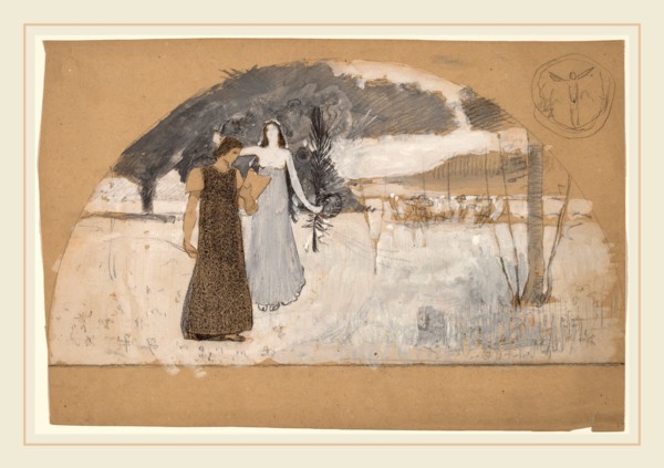 Charles Sprague Pearce, Studies for Lunettes, American, 1851-1914, 1890-1897, gouache, black conté