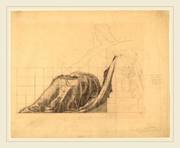 Kenyon Cox, Drapery Study for Reclining Female Study for "Painting", American, 1856-1919, graphite