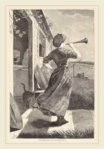 after Winslow Homer, The Dinner Horn, 1870, woodcut on wove paper