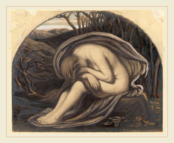 Elihu Vedder, The Magdalene, American, 1836-1923, c. 1884, crayon, gouache, gold paint, and