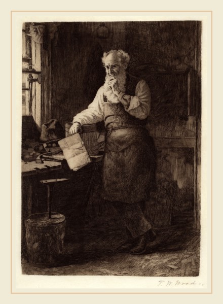 Thomas Waterman Wood, Thinking It Over, American, 1823-1903, 1884, etching