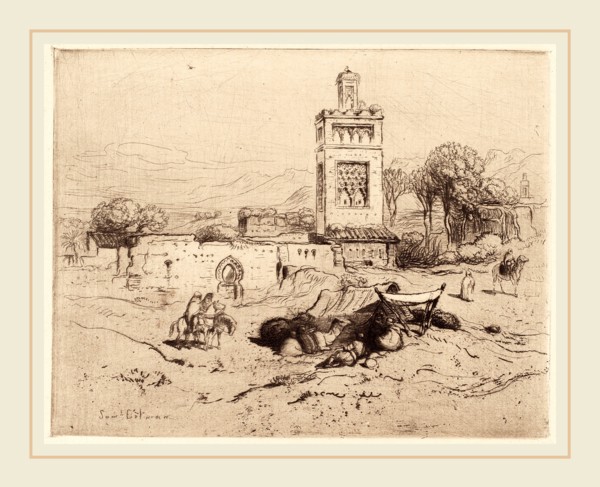 Samuel Colman, Ruins of a Mosque, Tlemciem, Algeria, American, 1832-1920, 1887, etching