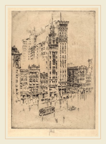 Joseph Pennell, Union Square, Rainy Day, American, 1857-1926, 1904, etching