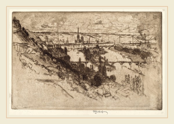 Joseph Pennell, Rouen, from Bon Secours, American, 1857-1926, 1907, etching