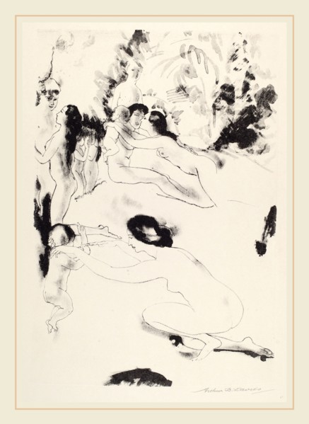 Arthur B. Davies, Orchard of Bounties, American, 1862-1928, 1919-1920, lithograph with lithotint in