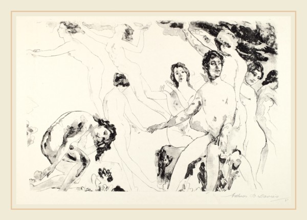 Arthur B. Davies, Release at the Gates, American, 1862-1928, 1919-1920, lithograph with lithotint