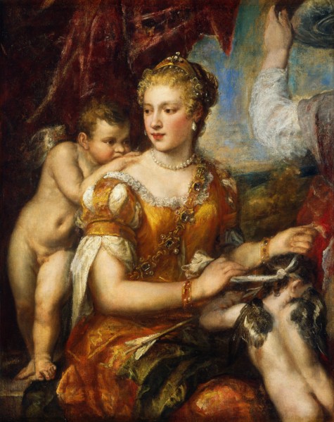 Follower of Titian, Venus Blindfolding Cupid, c. 1560-1570, oil on canvas