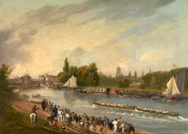 A Boat Race on the River Isis, Oxford Signed, lower left: "J Whessll", John Whessell, 1760-ca.