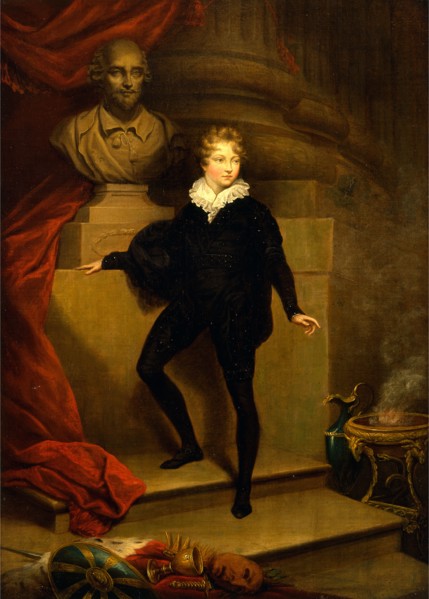 Master Betty as Hamlet, before a bust of Shakespeare, James Northcote, 1746-1831, British