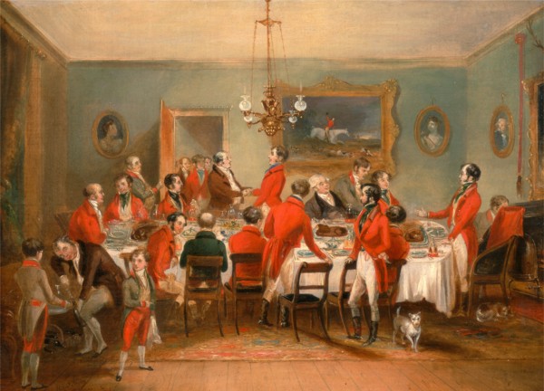 Bachelors' Hall: The Hunt Breakfast Signed and dated in black paint, lower left: "painted by | F.C.