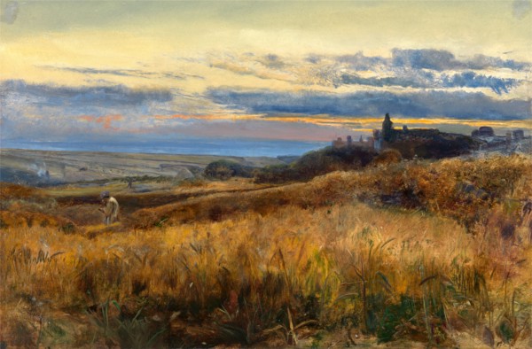 Cornfield at sunset signed and dated 1860, John William Inchbold, 1830-1888, British