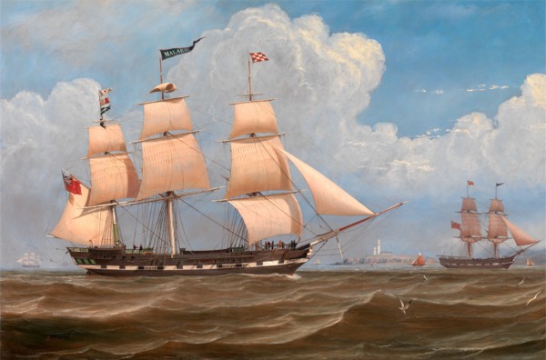 The English Merchant Ship 'Malabar' Signed and dated in red paint, lower left: "W. Clark | 1836",