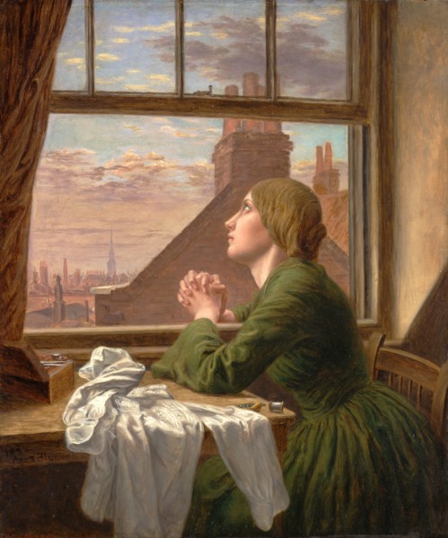 For Only One Short Hour The Song of the Shirt Signed and dated, lower left: "1854 | Anna Blunden",