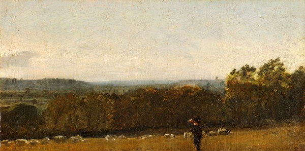 A Shepherd in a Landscape looking across Dedham Vale towards Langham, John Constable, 1776-1837,