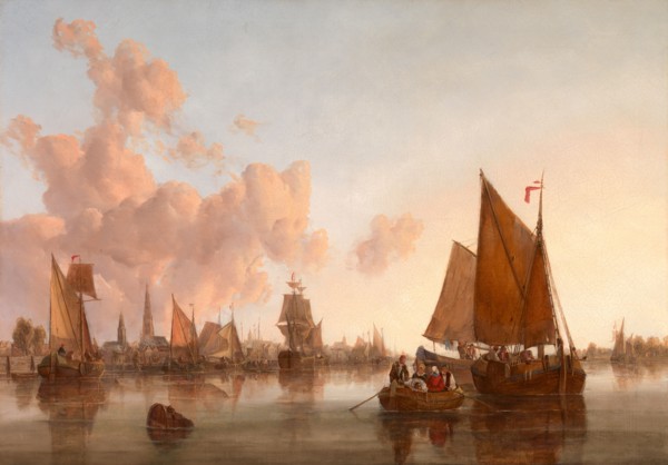 Sailing Boats and Barges on a Dutch(?) Estuary, John Berney Crome, 1794-1842, British