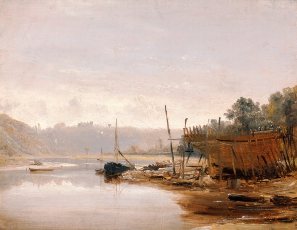 Boat Building near Dinan, Brittany, Francis Danby, 1793-1861, British