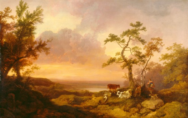 Landscape with Cattle and Peasant Landscape with cattle Signed, lower left: "P [?] de