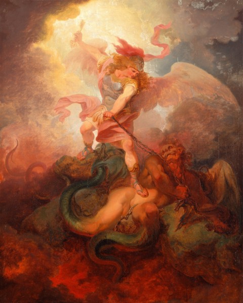 The Angel Binding Satan, Philippe-Jacques de Loutherbourg, 1740-1812, French