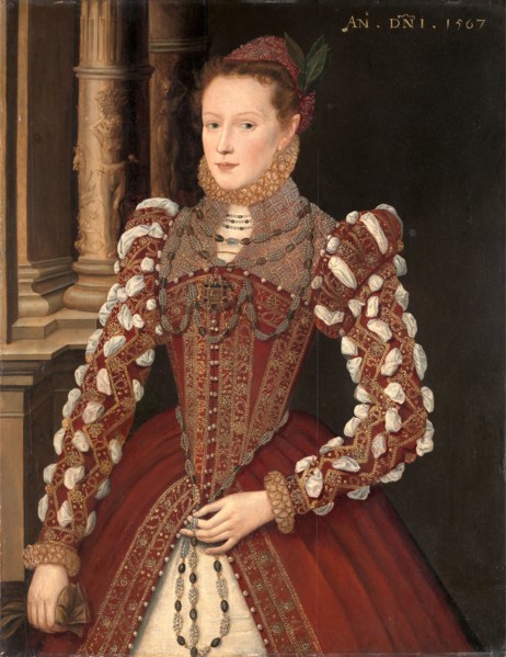 Portrait of a Woman A Young Lady, dated 1567 Dated in yellow paint, upper right: "AN. DNI. 1567",
