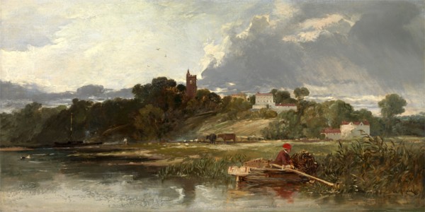 Gillingham on the Medway Signed and dated, lower center (on stem of boat): "W Mull r [the "r" is