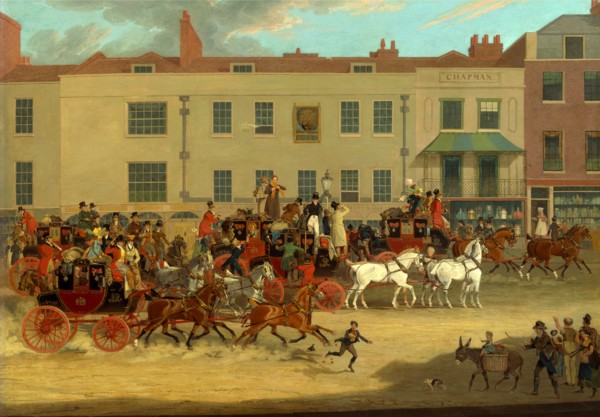North Country Mails at the Peacock, Islington, London Signed and dated, lower right: "J. Pollard |