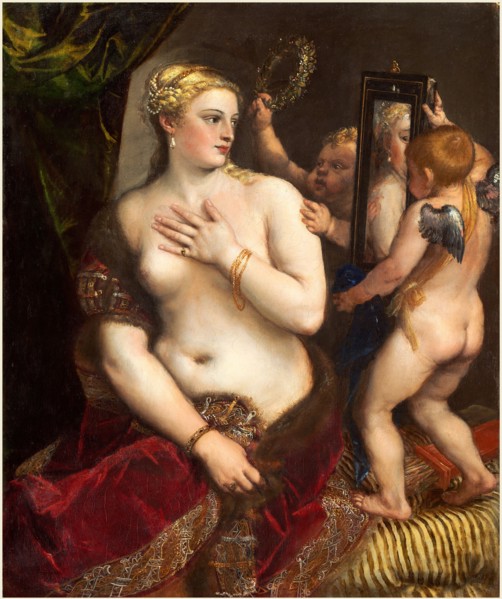 Titian, Italian (c. 1490-1576), Venus with a Mirror, c. 1555, oil on canvas