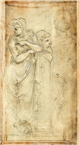 Filippino Lippi, Italian (1457-1504), Two Draped Women Standing on Either Side of a Herm,