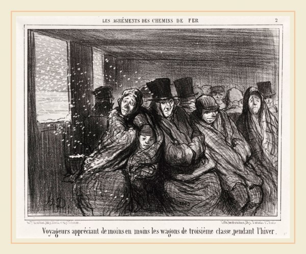 Honoré Daumier, Voyageurs appréciant de moins en moins les wagons de troisiÃ¨me classe..., French,