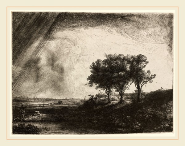 Rembrandt van Rijn, The Three Trees, Dutch, 1606-1669, 1643, etching, with drypoint and burin, on