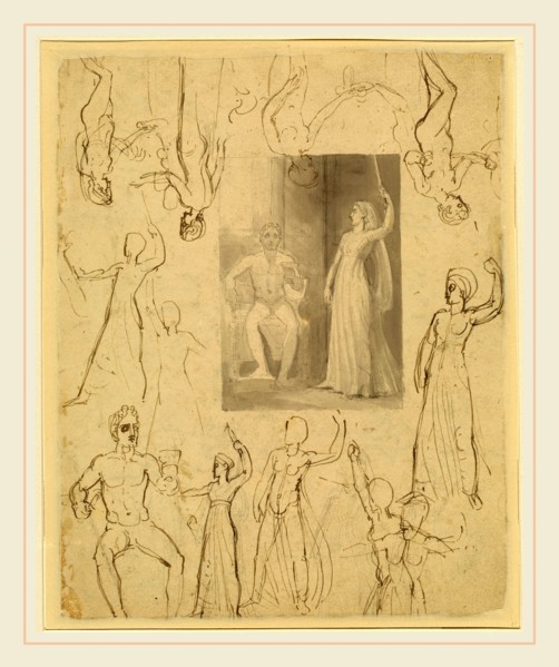 Thomas Stothard, Design for a Book Illustration and Related Studies [recto], British, 1755-1834,