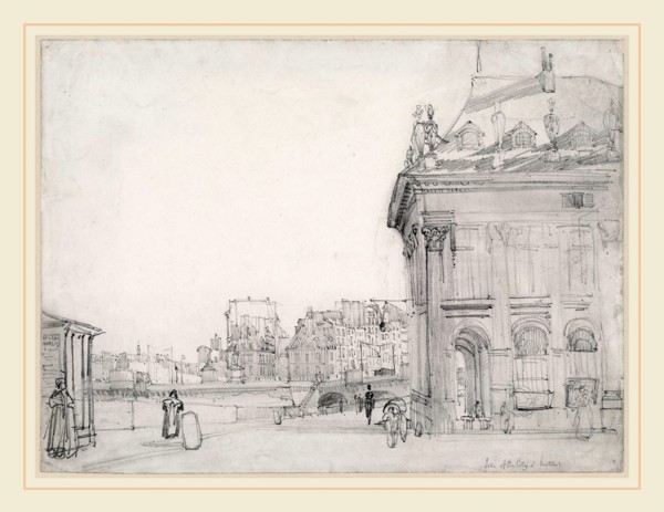 Thomas Shotter Boys, Ile de la Cité from the Institut, Paris, British, 1803-1874, c. 1832, graphite