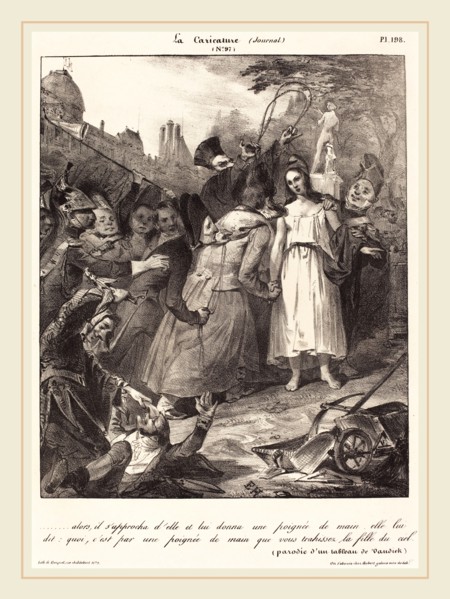 French 19th Century, ...alors, il s'approcha d'elle: Parody of van Dyck's Betrayal of Christ, 1832,