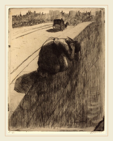 Albert Besnard, French (1849-1934), The Suicide (Le Suicide), c. 1886, etching in black with plate