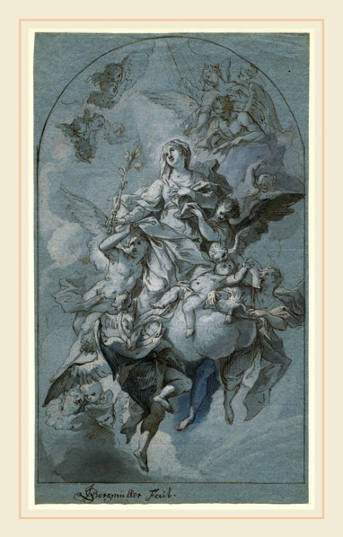 Johann Georg BergmÃ¼ller, German (1688-1762), The Immaculate Conception, c. 1740, pen and brown ink