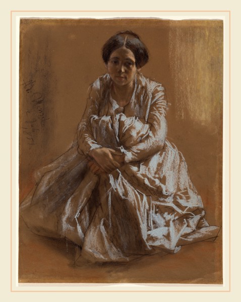 Adolph Menzel, German (1815-1905), The Artist's Sister Emilie, 1851, black chalk and stumping with